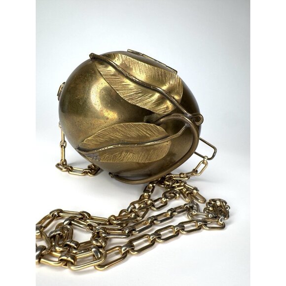 Vintage Brass Mango Purse Chatelaine Evening Bag - Picture 11 of 12